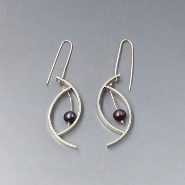 Silver Modernist Designer Earrings